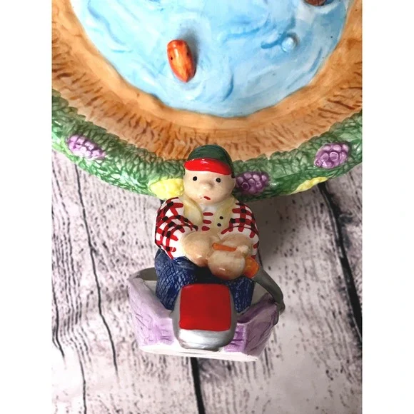 Lotus Chip and Dip Bowl Pond Vintage Beer Drinker & Fisherman 13" Novelty Humor - Picture 6 of 8